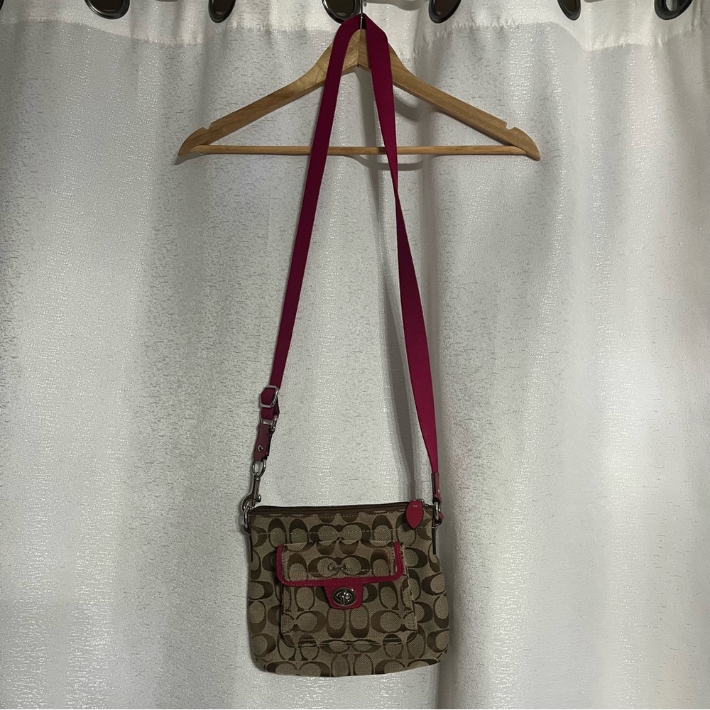 Stylish Tan and Pink Shoulder Bag